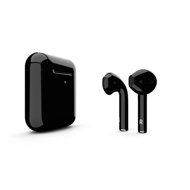 Customized AirPods Black Glossy With Wireless Charging Case Dubai