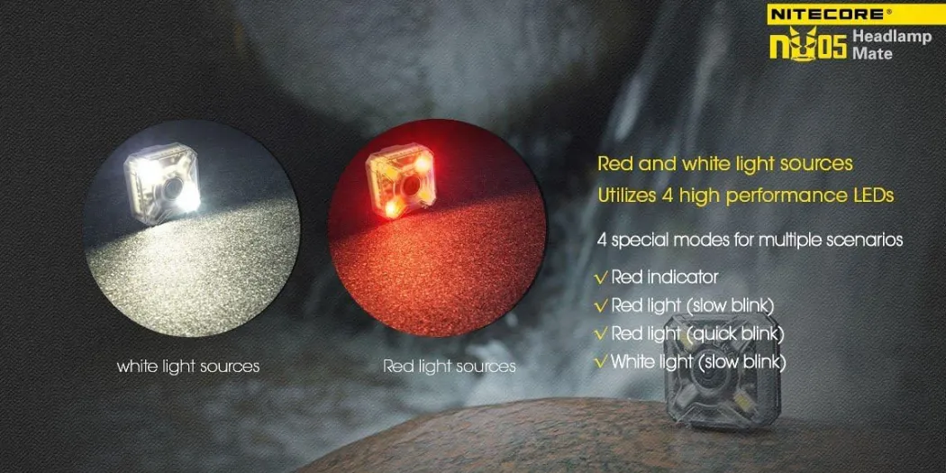 مصباح أمامي صغير Nitecore NU05 قابل لإعادة الشحن