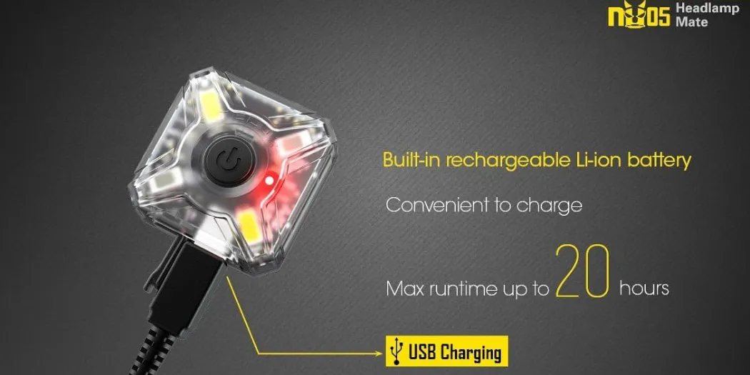 مصباح أمامي صغير Nitecore NU05 قابل لإعادة الشحن