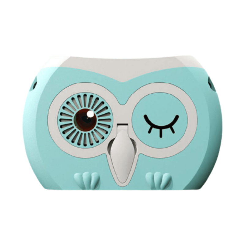 Owl Hanging Neck Portable Mini Fan Rechargeable Blue
