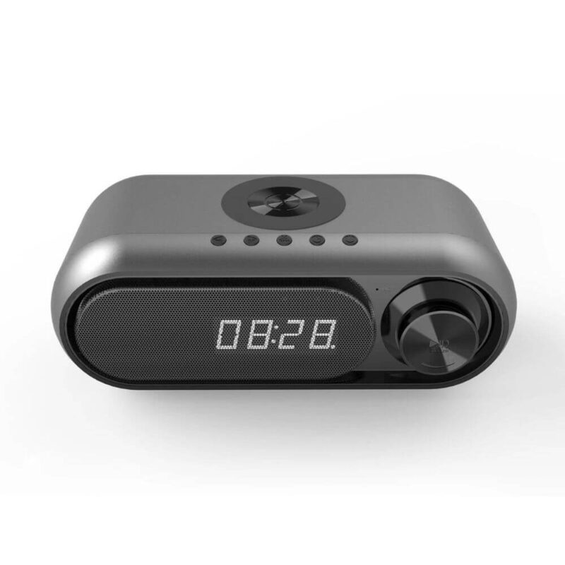 WD 300 Bluetooth Speaker LED Display Table Alarm Clock With Wireless Charger FM Radio