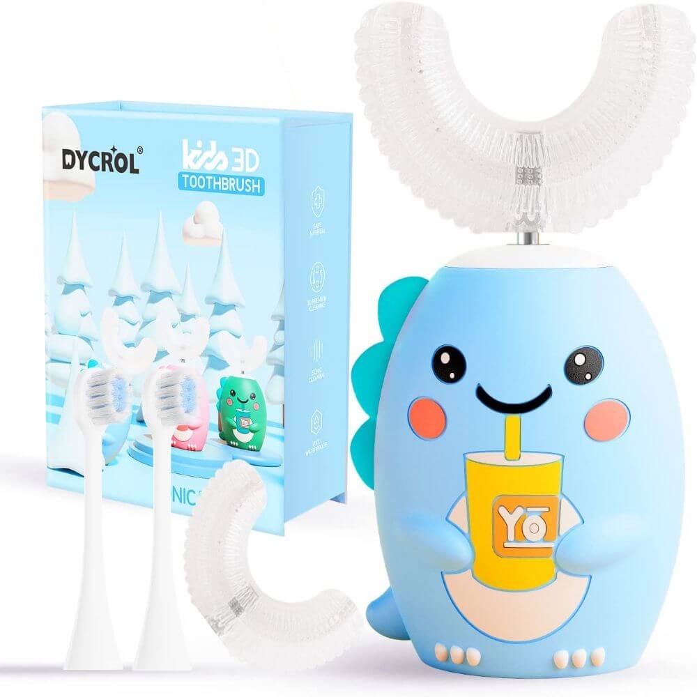 Buy Dycrol Sonic Kids Electric Toothbrush U Shaped With 4 Brush Heads In UAE