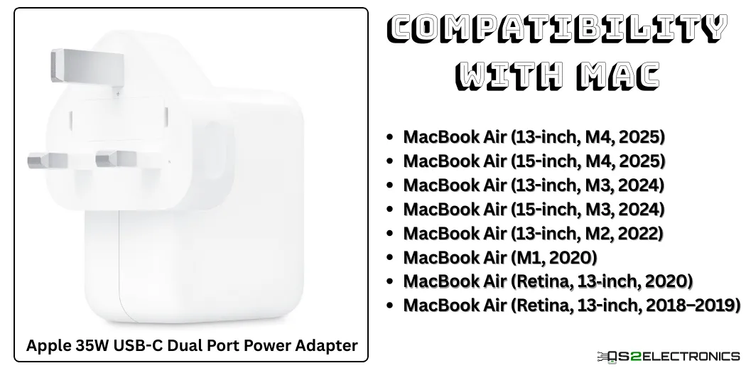 محول طاقة USB-C ثنائي المنفذ بقوة 35 وات من Apple 