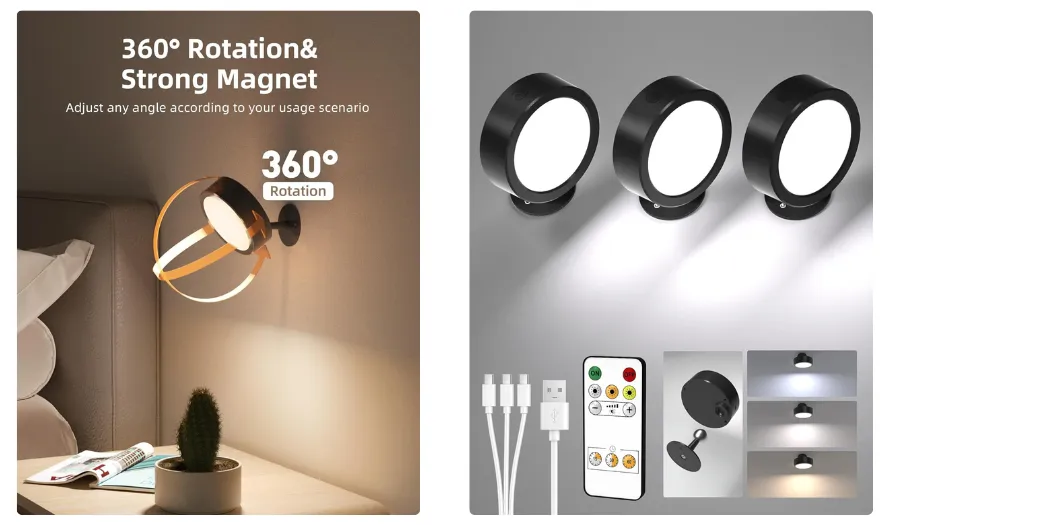 EZVALO 360° Rotation LED Wall Mounted Lights (Set of 3)