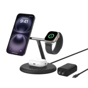 Belkin BoostCharge Three In One Qi2 Wireless Charging Station For iPhone Apple Watch And AirPods