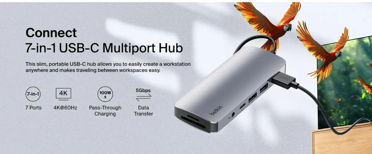 Belkin 7 In 1 USB C Hub With 4K HDMI SD And Micro SD Connectivity