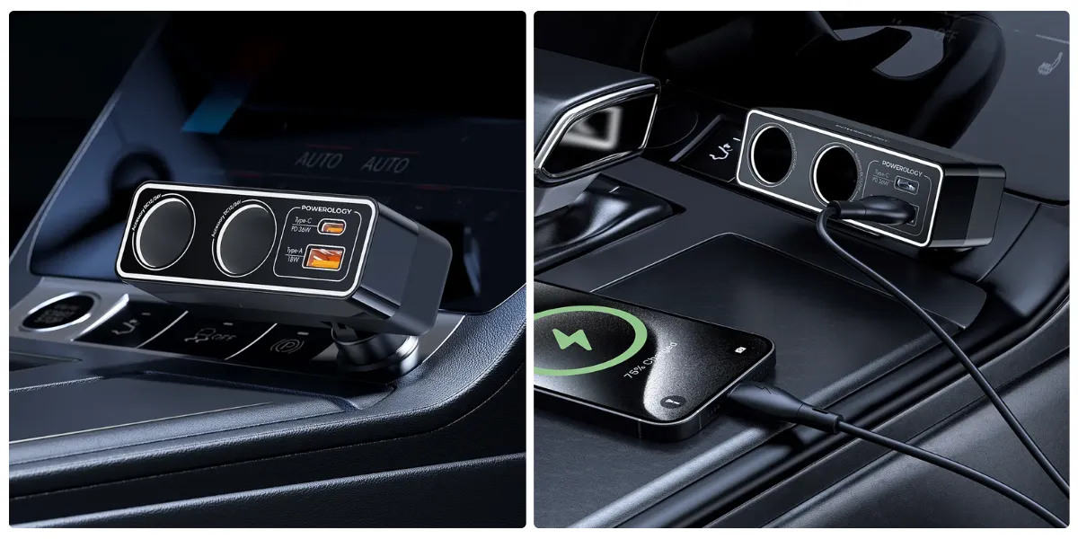 Powerology Brio 54W Multi-Port Car Charger