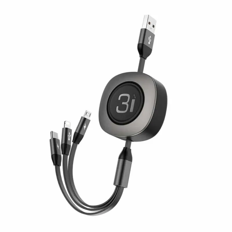 ROCK G3 3 in 1 Charge Sync Cable 1200mm black