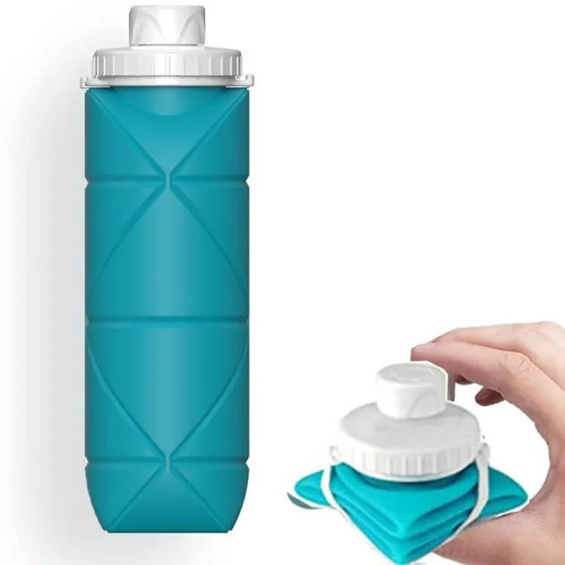 Silicone Foldable Water Bottle Blue