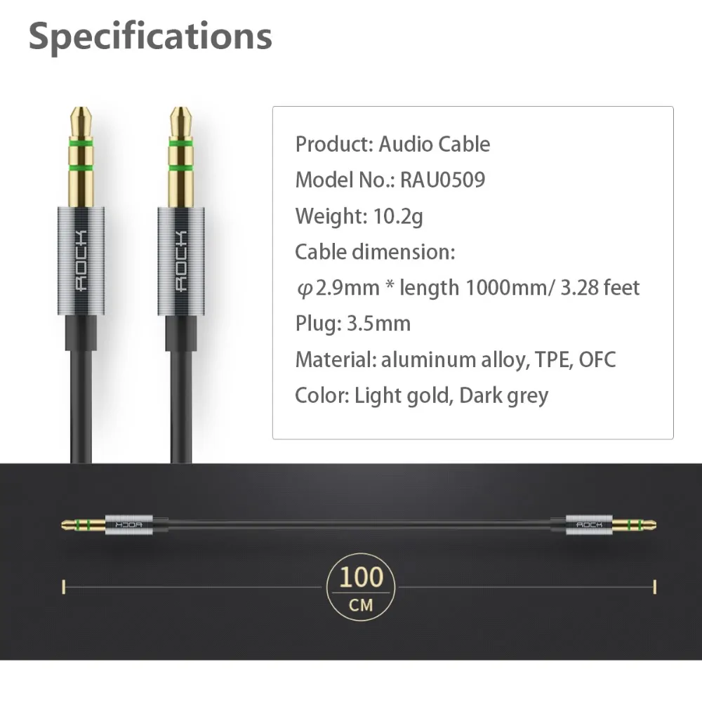 Original Rock Audio Cable 3.5mm To 3.5 mm