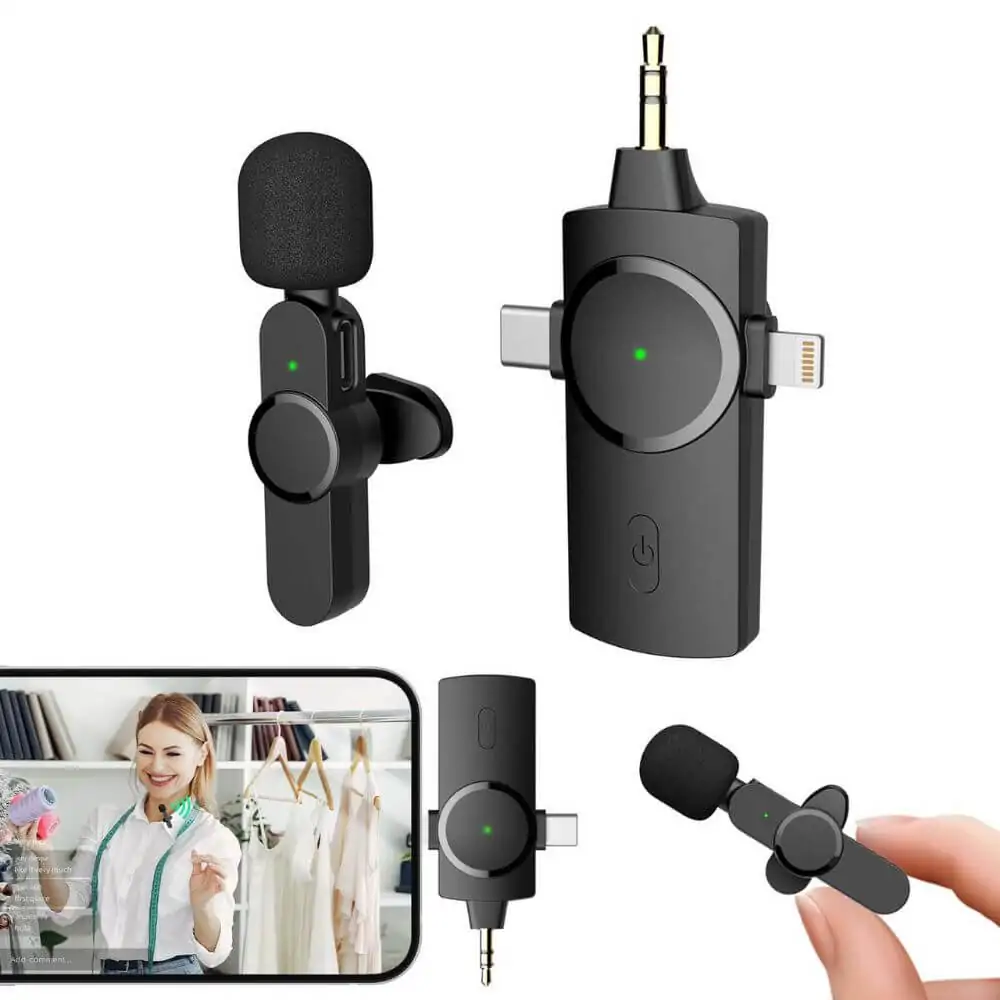 3-in-1 Wireless Lavalier Microphone Noise Reduction 2