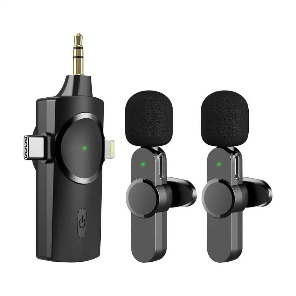 3-in-1 Wireless Lavalier Microphone Noise Reduction