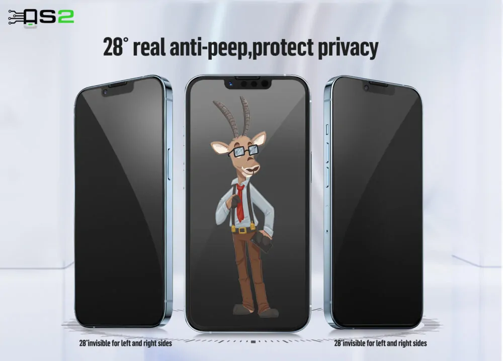 AS2 HD Anti-Spy Privacy Glass Protector for iPhone 14