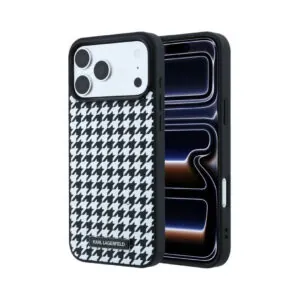 Karl Magsafe Smooth PU Houndstooth Hard Case With Resin Logo iPhone 18 Series